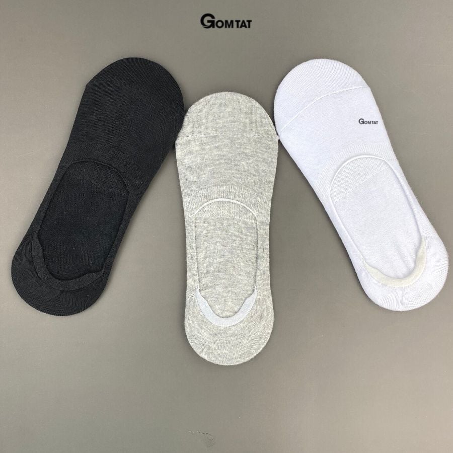 Combo 10 đôi tất vớ nam mang giày lười GOMTAT, vải cotton thoáng mát, có đệm cao su chống trượt gót - TAT-LUOI-02-CB10