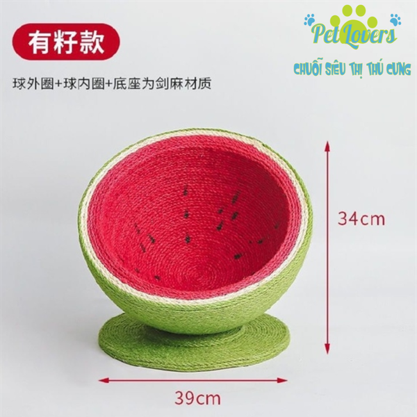 Bàn cào ổ nằm dây thừng dưa hấu 40*35cm