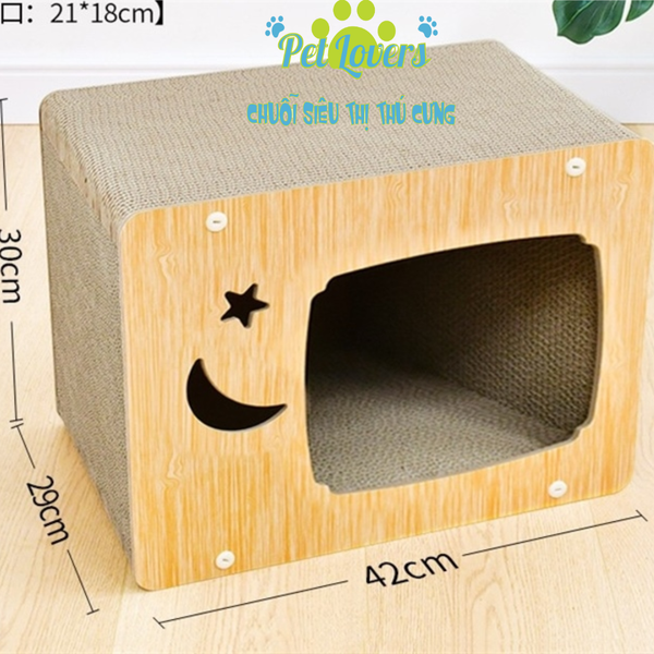 Bàn cào kiêm nhà mèo gỗ