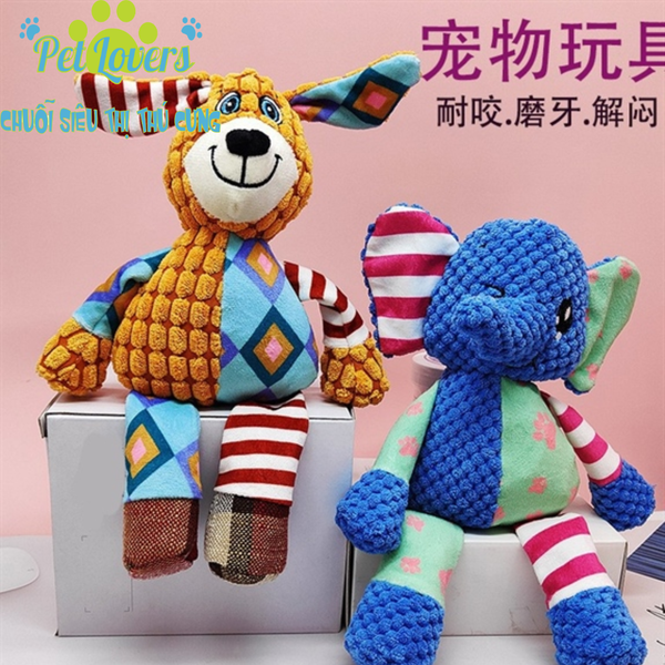 Đồ chơi gặm cho chó bằng bông hình thú to nhiều màu 2 mẫu