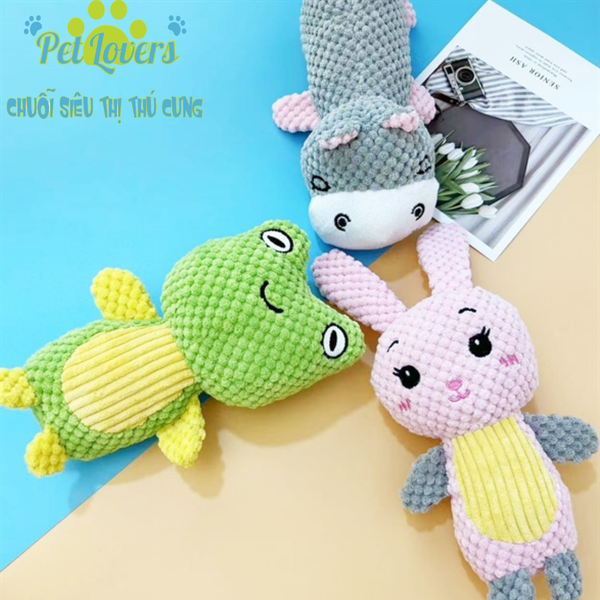 Đồ chơi gặm cho chó bằng bông hình thỏ ếch bò 2 mẫu