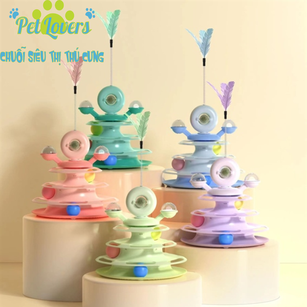 Banh trượt 3 tầng kèm lông vũ viên cỏ mèo