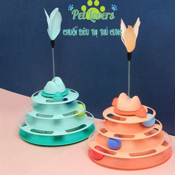 Banh trượt 4 tầng kiểu mới kèm lông vũ (mint,cam,vàng,xanh)