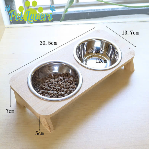 Bộ chén inox đôi cao đế gỗ