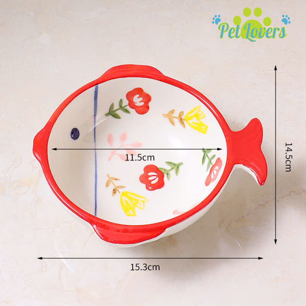 Bộ chén sứ đôi khay gỗ con cá