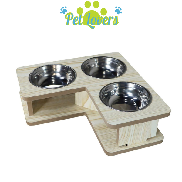 Bộ chén inox 3 cái cao đế gỗ góc