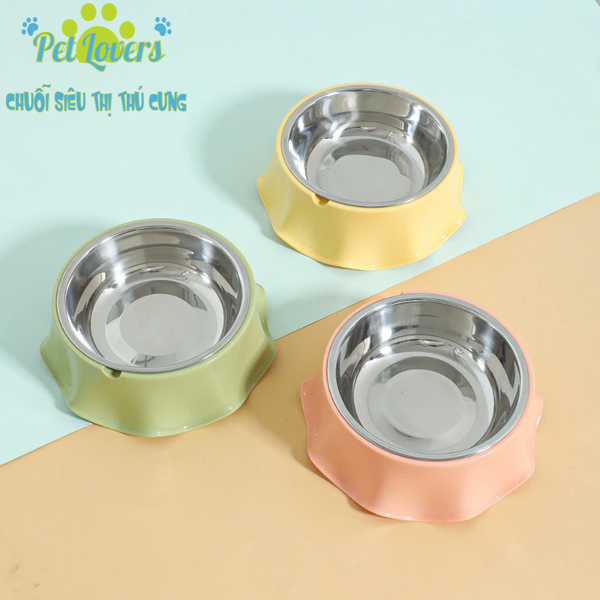 Chén nhựa kèm lót inox vành 4 màu