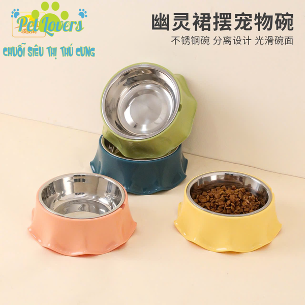 Chén nhựa kèm lót inox vành 4 màu