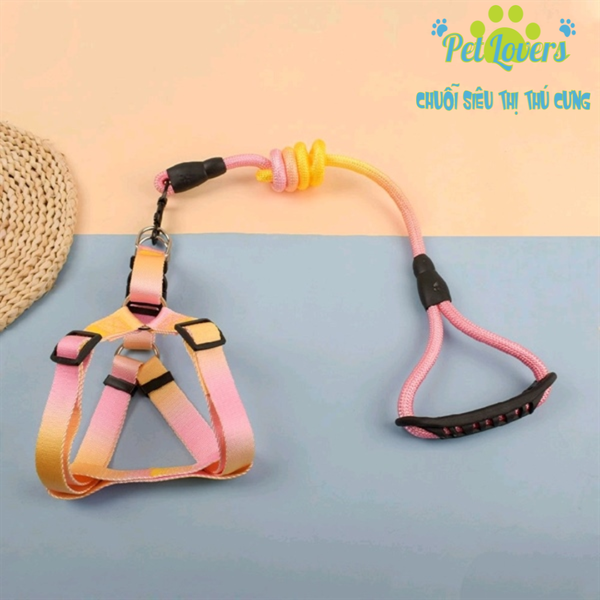 Dây dắt kèm yếm đa sắc size M, S