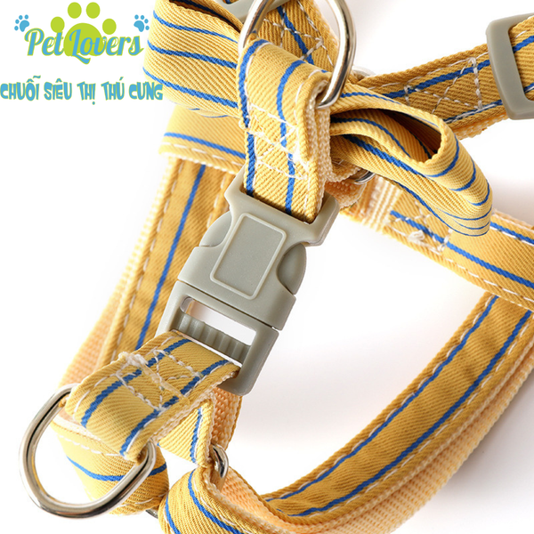Dây dắt 1.2m kèm yếm nơ sọc bản 1.0cm chó mèo vừa và nhỏ