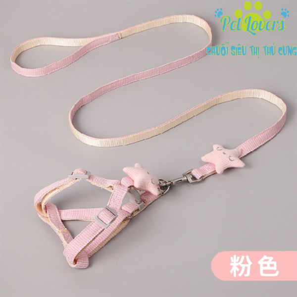 Dây dắt kèm yếm ngôi sao bản 1cm dài 1.2m chó mèo vừa và nhỏ