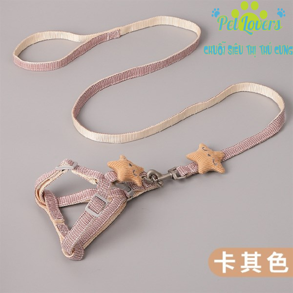 Dây dắt kèm yếm ngôi sao bản 1cm dài 1.2m chó mèo vừa và nhỏ