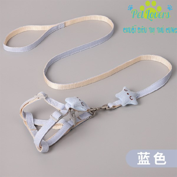 Dây dắt kèm yếm ngôi sao bản 1cm dài 1.2m chó mèo vừa và nhỏ