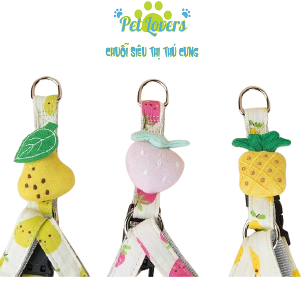 Dây dắt kèm yếm trái cây chó mèo vừa và nhỏ