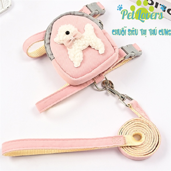 Dây dắt 1.2m kèm yếm ba lô chó cưng size M,S