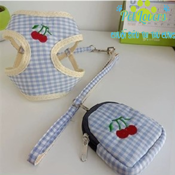 Dây dắt 1.2m kèm yếm trái cây ba lô size M, S