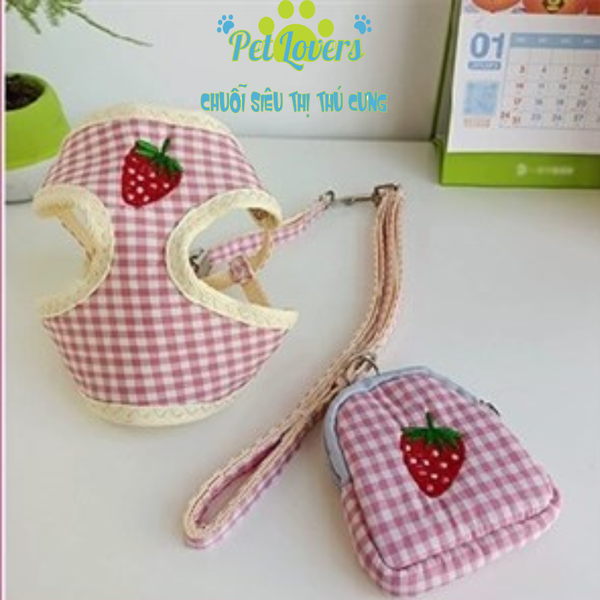 Dây dắt 1.2m kèm yếm trái cây ba lô size M, S