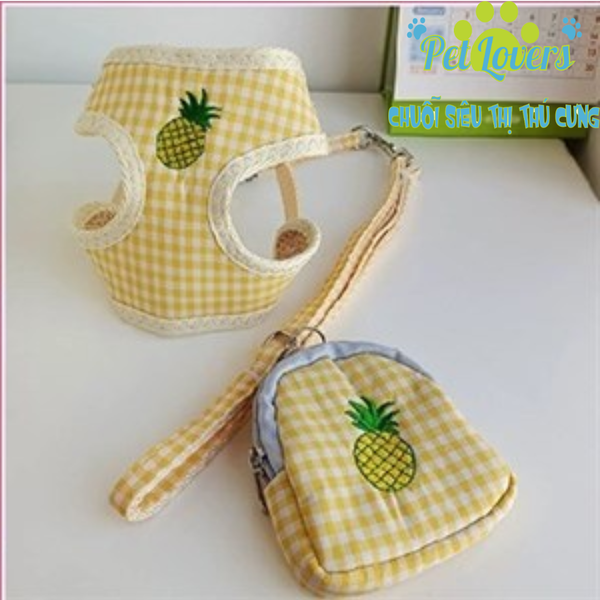 Dây dắt 1.2m kèm yếm trái cây ba lô size M, S