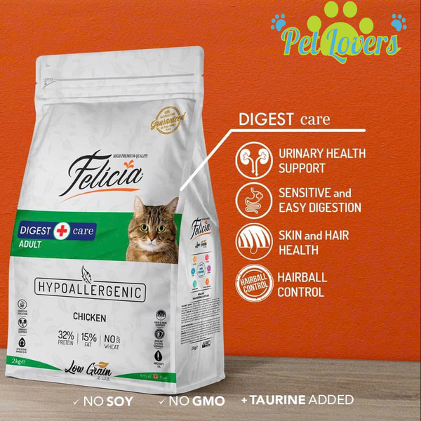 Felicia thức ăn hỗ trợ tiêu hóa cho mèo trưởng thành vị gà 400g, 2kg