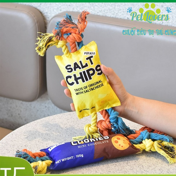 Đồ chơi gặm cho chó túi bánh dây thừng 2 kiểu