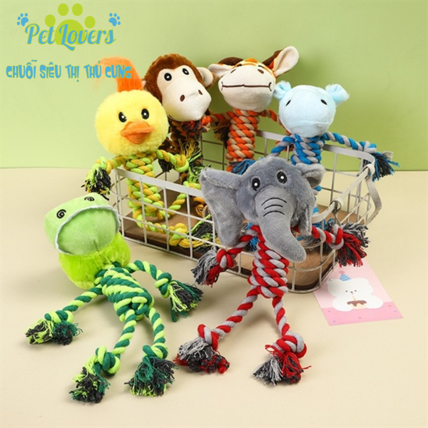 Đồ chơi gặm dây thừng thú đầu bông