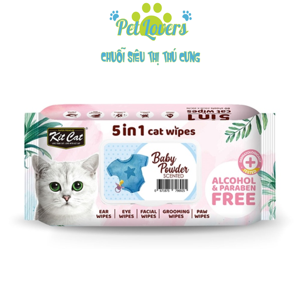 Kit Cat khăn ướt kháng khuẩn 5in1 cho mèo nhiều hương
