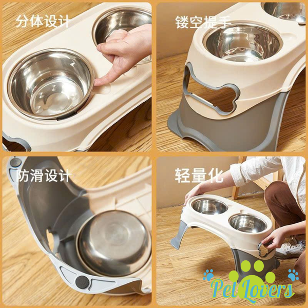 Kệ chén đôi inox cao dành cho chó