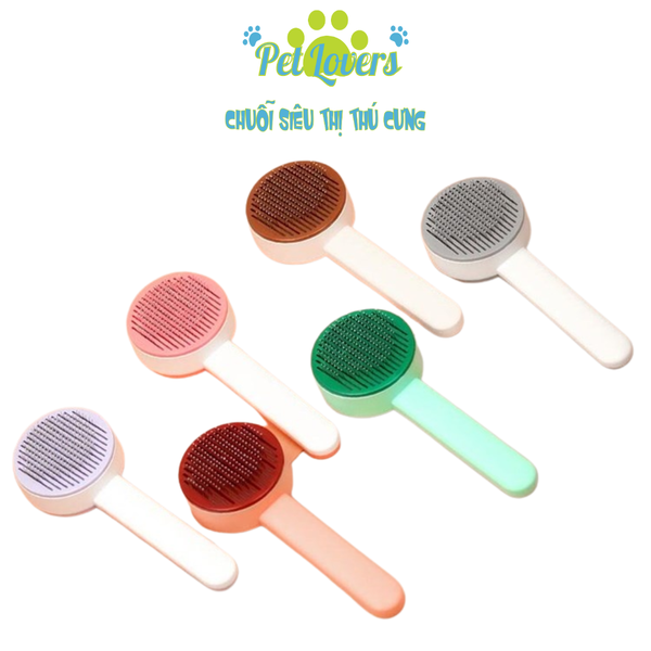 Lược chải lông phối màu tròn nút bấm lấy lông