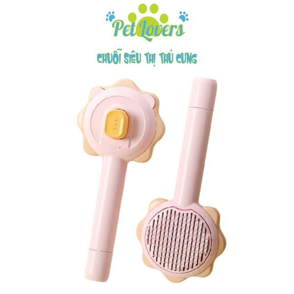 Lược chải lông nút bấm bông hoa phối màu