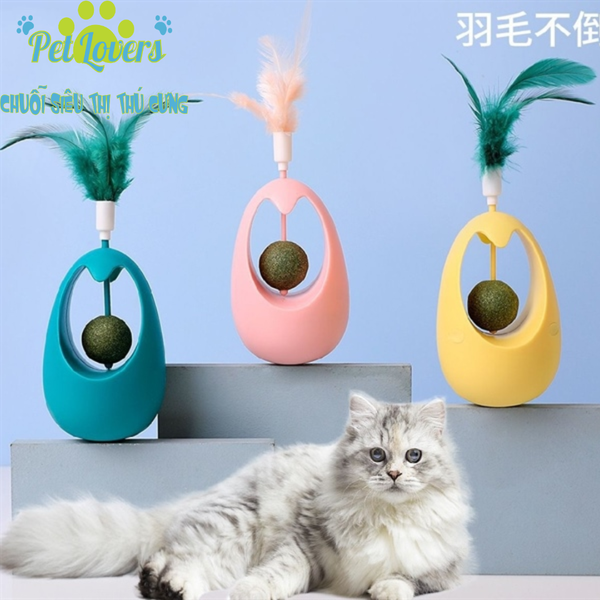 Đồ chơi cho mèo lật đật lông vũ viên cỏ mèo