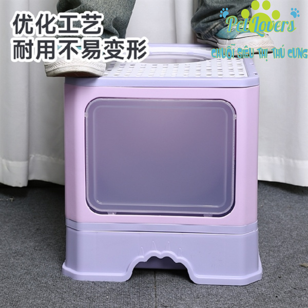 Nhà vệ sinh kín phối 2 màu khay cát rời 50*35*38cm