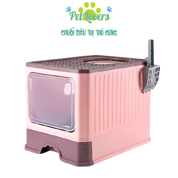 Nhà vệ sinh kín phối 2 màu khay cát rời 50*35*38cm