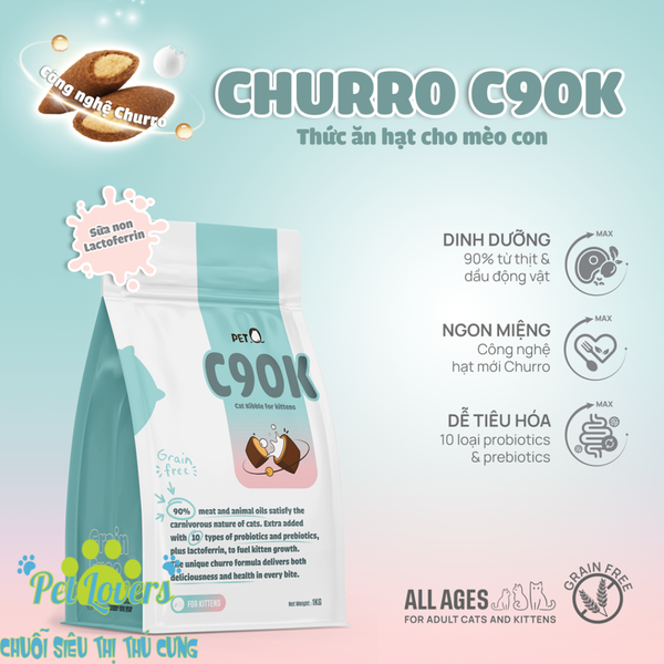 Hạt mèo con Churro PetQ C90K 50g, 1kg