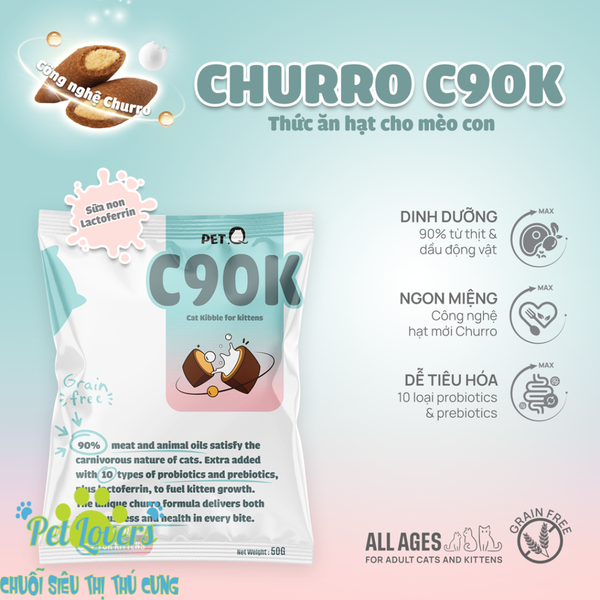 Hạt mèo con Churro PetQ C90K 50g, 1kg