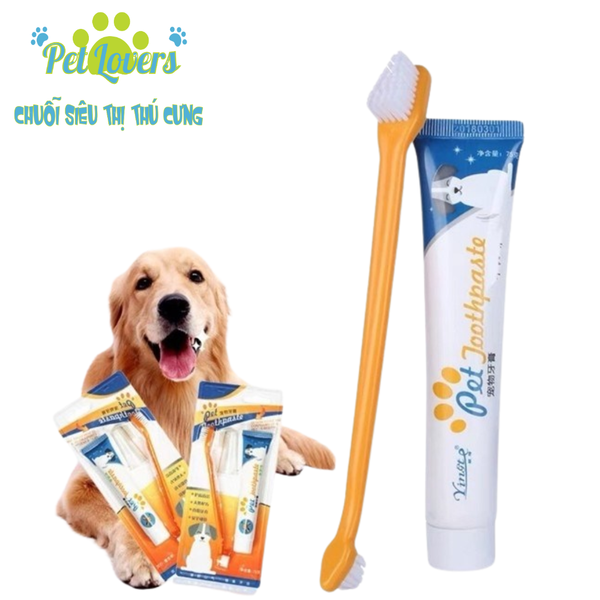 Set bàn chải + kem đánh răng chó mèo