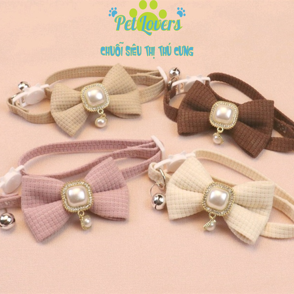 Vòng cổ nơ trân châu vuông