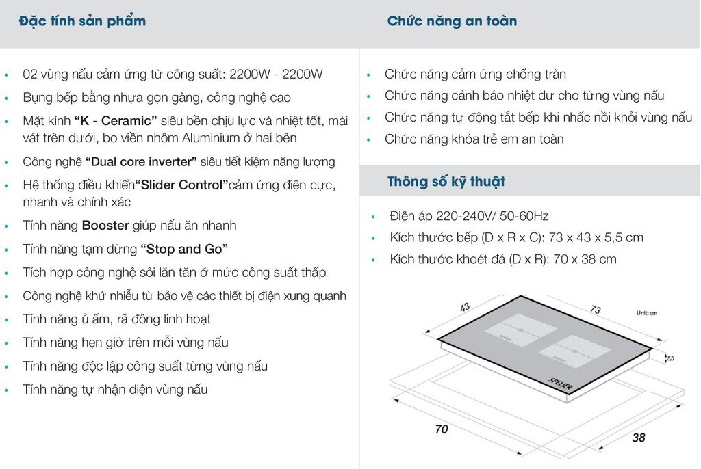 Bếp Từ SPELIER Đôi SPM 828i Pro