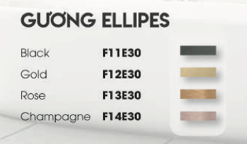 Gương GLS Ellipes Viền Nhôm Màu Đen GLS-F11E30
