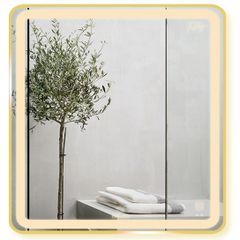 Gương GLS Led Hình Vuông Viền Nhôm Vàng Gold  GLS-Q22S25