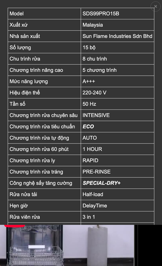 Máy Rửa Bát Bếp Việt - Dann SDS99PRO15B