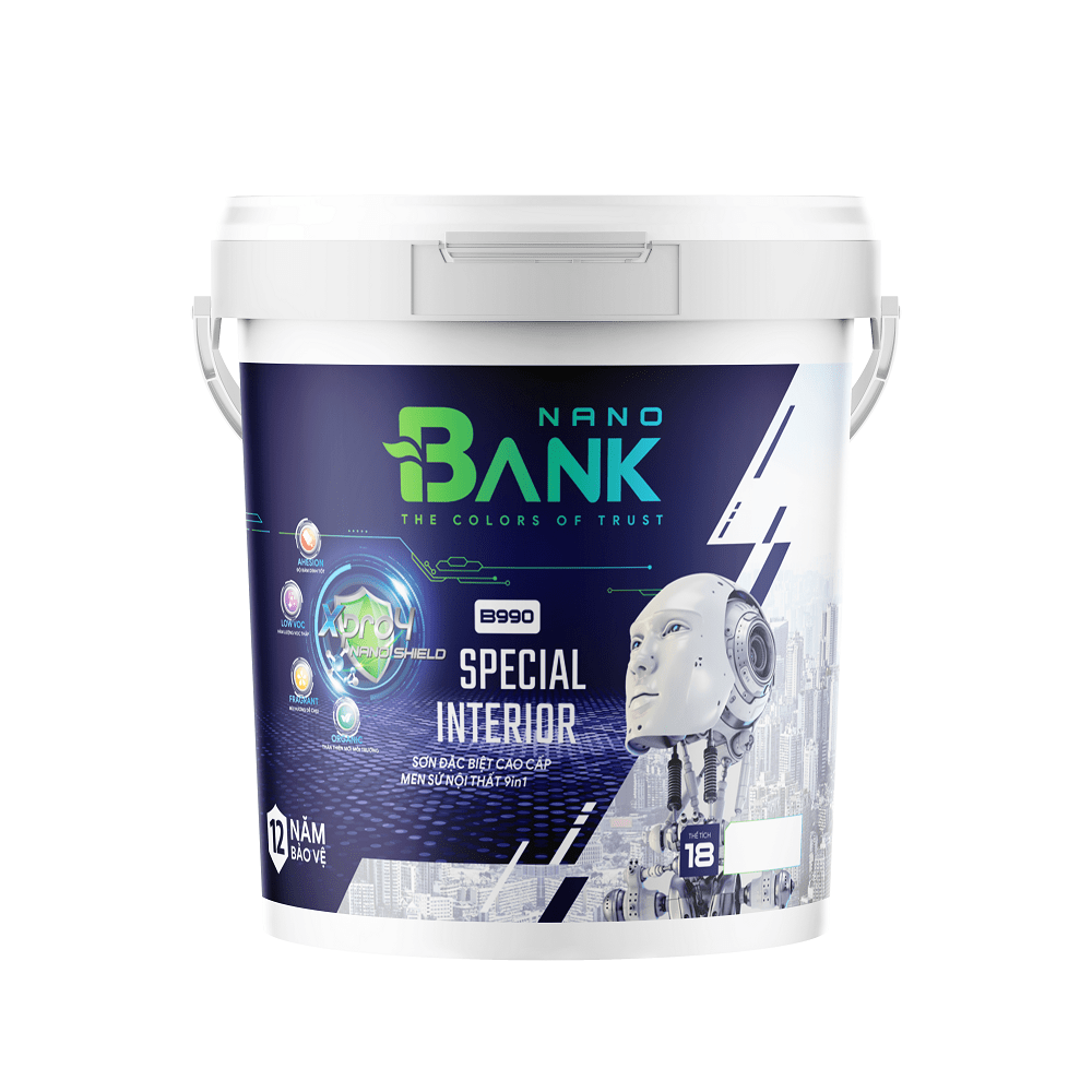 Sơn BANKNANO đặc biệt cao cấp men sứ nội thất 9 in 1- B990