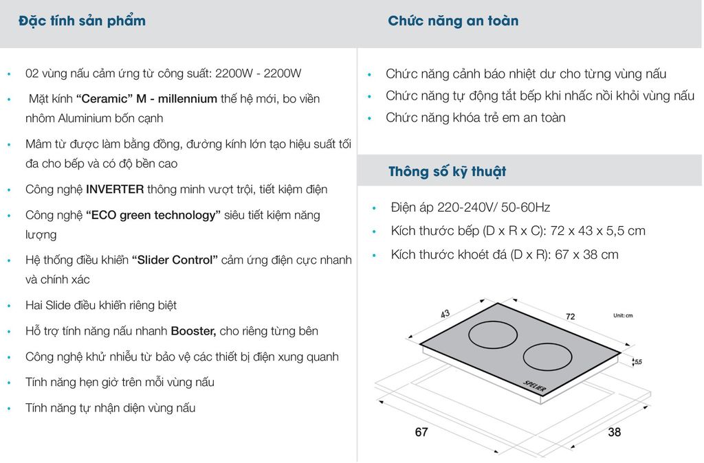 Bếp Từ SPELIER Đôi - SPV T06