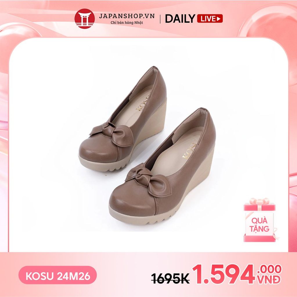 Giày da đính nơ 7cm Kosu K-24M26