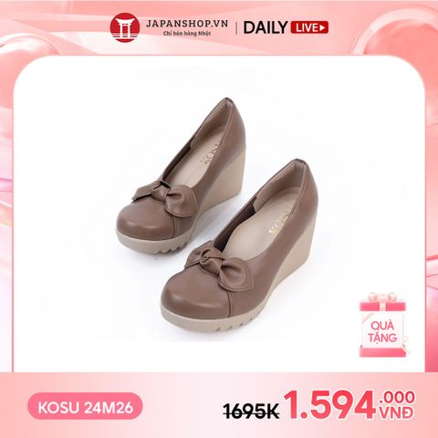 Giày da đính nơ 7cm Kosu K-24M26