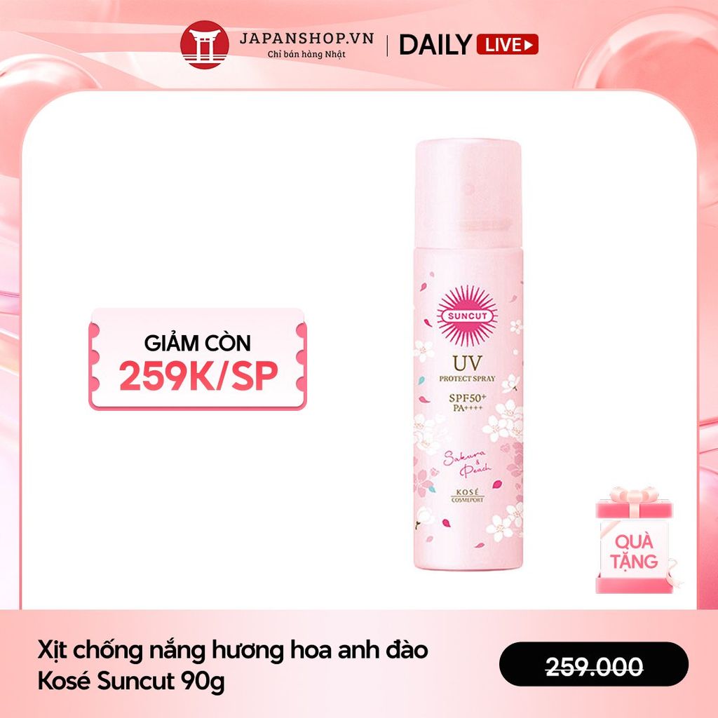 Xịt chống nắng hương hoa anh đào Kosé Suncut 90g