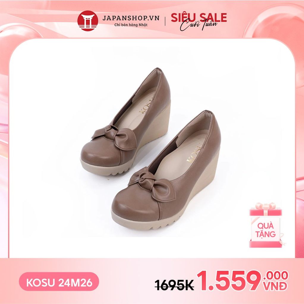Giày da đính nơ 7cm Kosu K-24M26