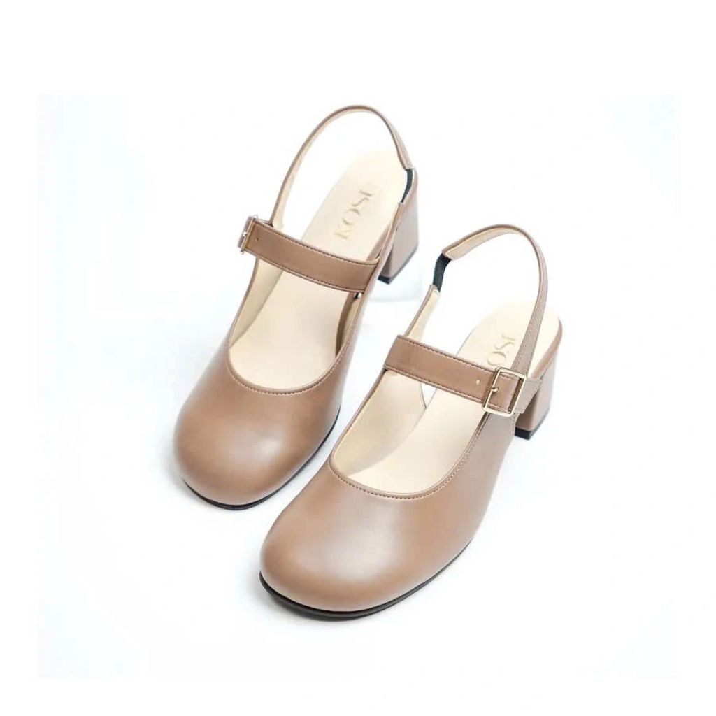 Giày da mũi tròn 5cm Slingback Kosu 2028