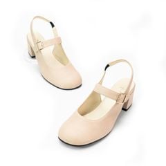 Giày da mũi tròn 5cm Slingback Kosu 2028