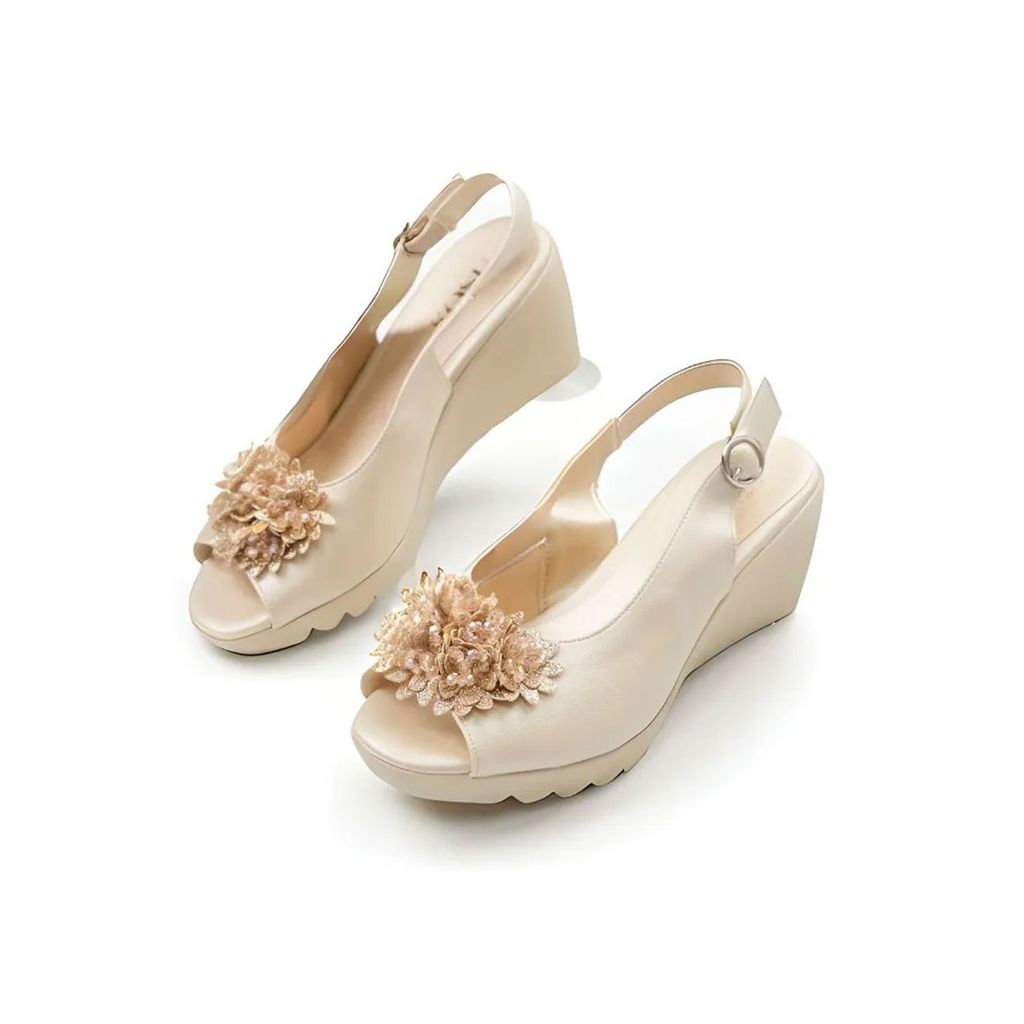Sandal đế xuồng 7,5cm hoa cúc Kosu K-24012