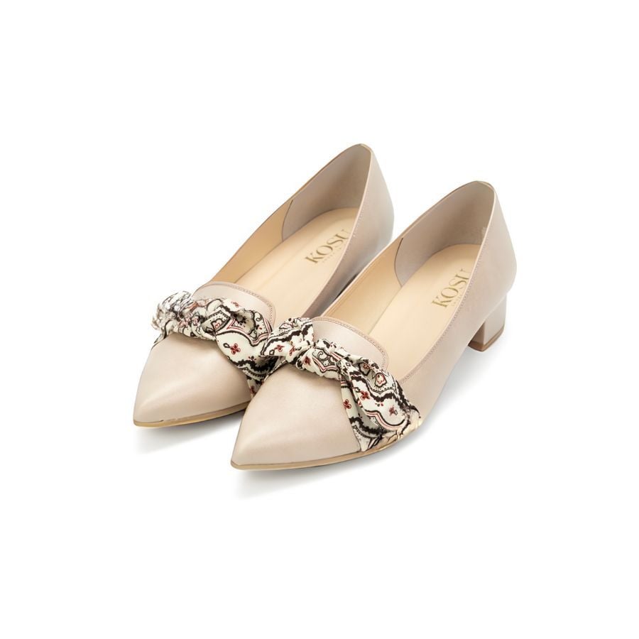 Giày da nữ 3cm Textured Bow Kosu 24309